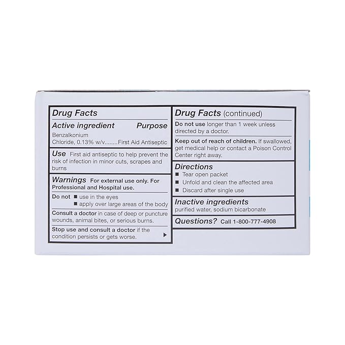McKesson Benzalkonium Chloride Towelettes [Pack of 1000] First Aid Antiseptic Wipes, Sterile Individual Wrapped