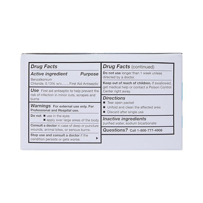 McKesson Benzalkonium Chloride Towelettes [Pack of 100] First Aid Antiseptic Wipes, Sterile Individual Wrapped
