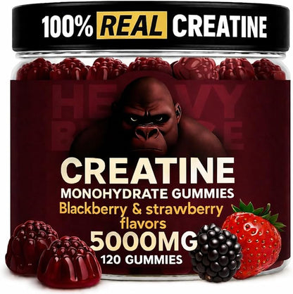 Creatine Monohydrate Gummies 5g Sugar Free Creatine with Vitamin B12 and L-Taurine | Muscle Growth for Men and Women | Low Calorie Formula 120 Gummies for 30 Servings, Mixed Berry