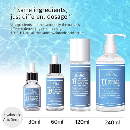 Cos De BAHA Hyaluronic Serum 8 Fl Oz – Pure Sodium Hyaluronate 10,000 ppm Hydrating Face Serum for Dry & Dehydrated Skin – Lightweight Fragrance-Free Korean Skincare Formula (240 ml)