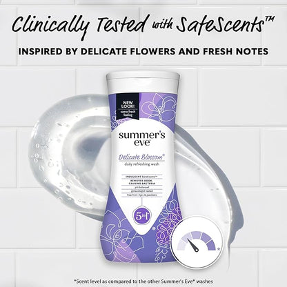 Summer's Eve Delicate Blossom All-Over Daily Feminine Wash, pH-Balanced Body Wash for Women, Removes Vaginal Odor and Refreshes, 15 Fl Oz (Pack of 2)