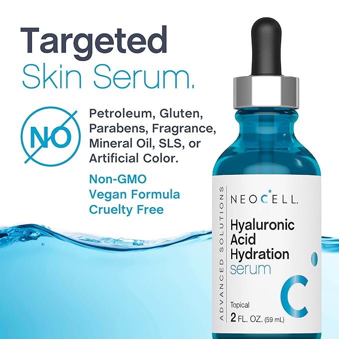 NeoCell Hyaluronic Acid Hydration Serum | 2 fl oz | Hydrating Formula for Face | Advanced Skin Care