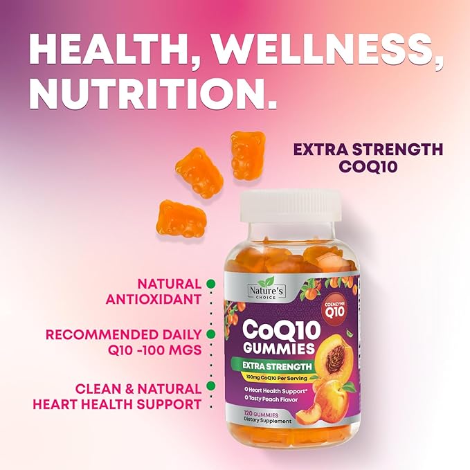 CoQ10 Gummies for Adults - Coenzyme Q10 100mg Per Serving - 3X Strength, High Absorption Antioxidant Supplement for Heart Health Support & Energy Production - Co Q10 (Coq 10) Supplements - 120 Gummies