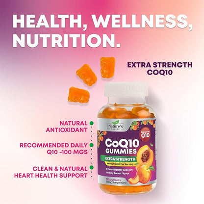 CoQ10 Gummies for Adults - Coenzyme Q10 100mg Per Serving - 3X Strength, High Absorption Antioxidant Supplement for Heart Health Support & Energy Production - Co Q10 (Coq 10) Supplements - 120 Gummies