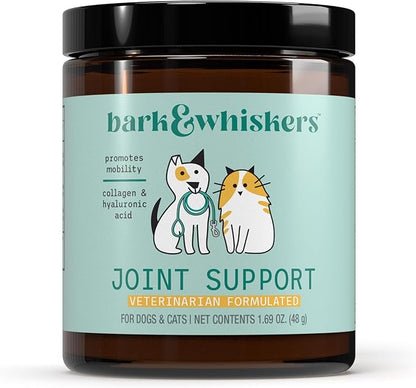 Dr. Mercola Bark & Whiskers Joint Support - Joint & Cartilage Support for Cats & Dogs - with Collagen, MSM, Green-Lipped Mussel Extract & Hyaluronic Acid - 1.69 oz