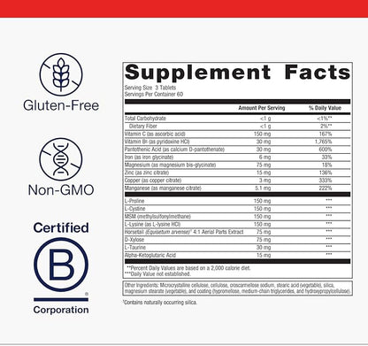 Metagenics Collagenics - Collagen‑Building Nutrients for Joint, Skin & Connective Tissue Support* - with L‑Proline, L‑Lysine, Vitamin C, Manganese & Zinc* - Non‑GMO, Gluten‑Free