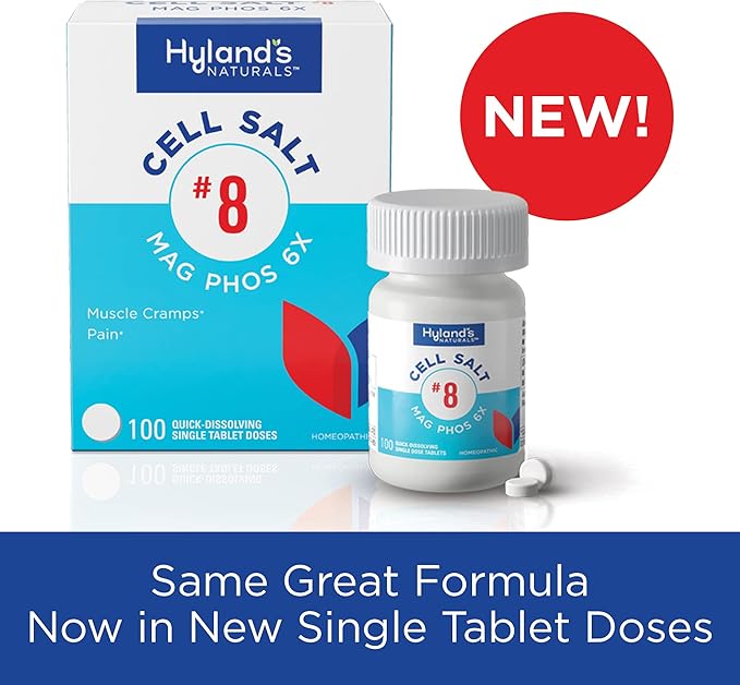 Hyland's No. 8 Cell Salt Mag Phos 6X, PMS Relief, Natural Homeopathic Relief of Menstrual Pain and Muscle Cramp Symptoms, Muscle Relaxer, Quick Dissolving Tablets, 100 Count