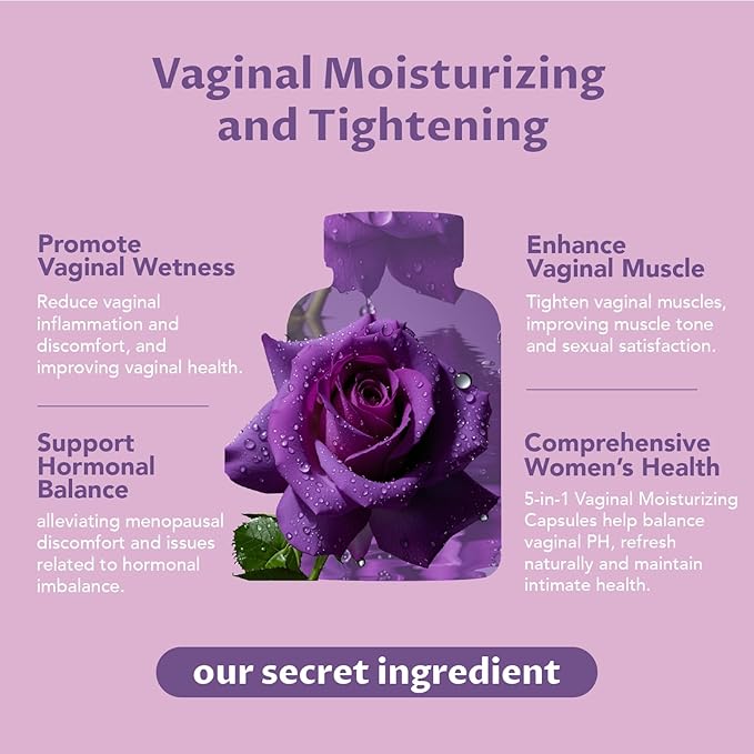 Vaginal Tightening Capsules for Women – Kacip Fatimah, Manjakani & Slippery Elm – Support Elasticity, pH Balance & Intimate Dryness Relief – 60 Vegan Capsules