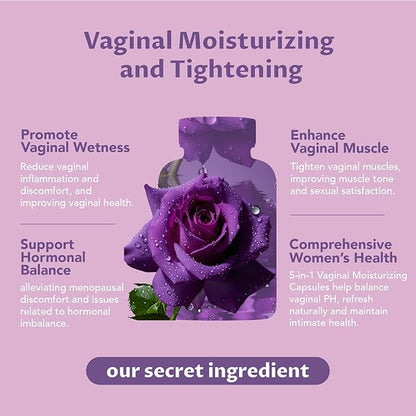 2 Packs Vaginal Tightening Capsules for Women – Kacip Fatimah, Manjakani & Slippery Elm – Support pH Balance, Vaginal Moisture & Elasticity – 120 Vegan Capsules