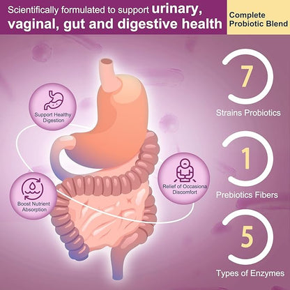 DRFOSTER Urinary Tract Health for Women, Vaginal Probiotics for Women pH Balance with D-Mannose, Cranberry, Probiotics and Prebiotics for Digestive Helath 90 Veggie Capsules