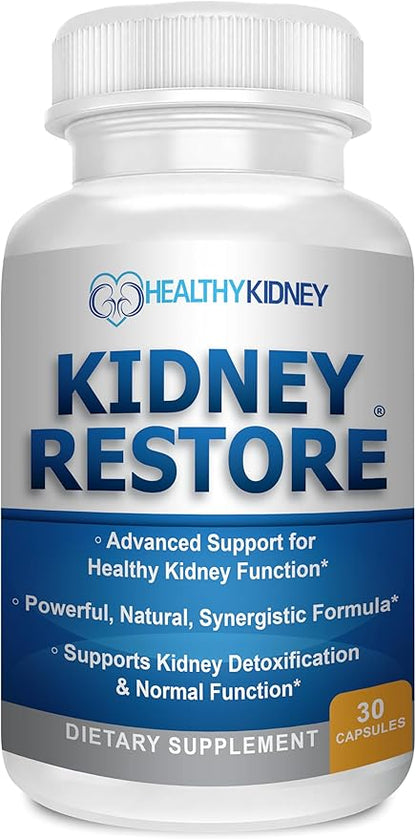 Kidney Restore: Kidney Health Supplement, Kidney Cleanse Detox & Repair Formula by Renal Expert w/Transplant, Fast Detox & Flush w/Renal Vitamins Support Normal Function 30 caps