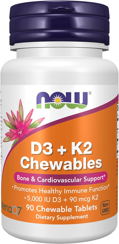 Now Foods, D3 K2 Chewables, 90 Chewables Tablets