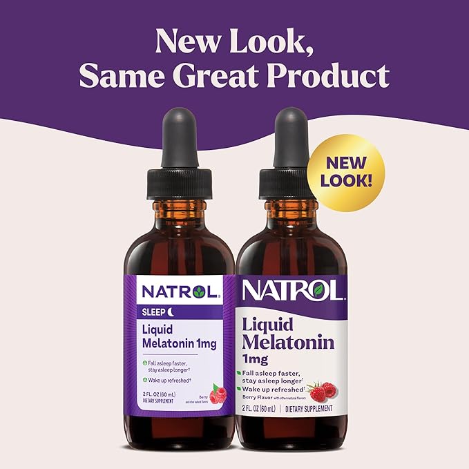 Natrol Liquid Melatonin 1 mg, Adult Melatonin Supplement to Fall Asleep Faster and Stay Asleep Longer, Wake Up Refreshed, 2 FL OZ Berry-Flavored Liquid, 15 Servings