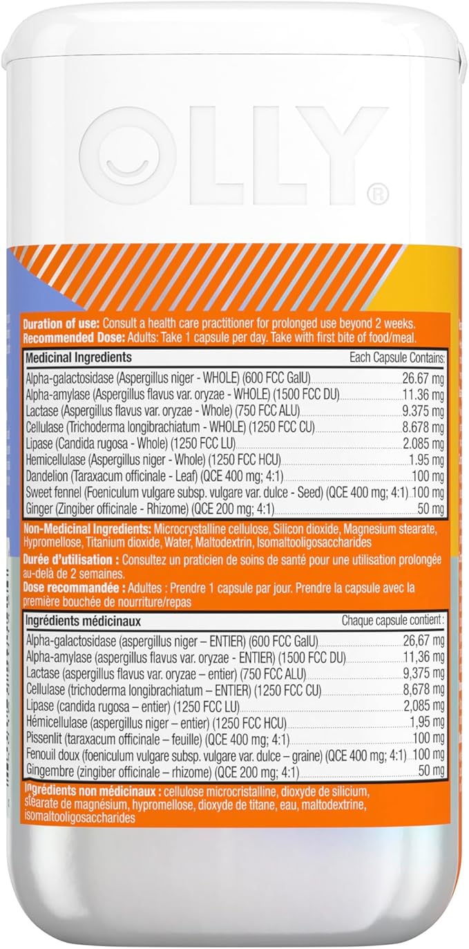 OLLY Beat The Bloat Capsules, Digestive Support Enzymes, Supplement for Women - 25 Count (Pack of 2)