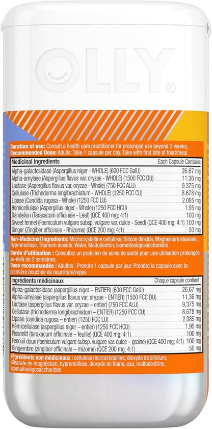 OLLY Beat The Bloat Capsules, Digestive Support Enzymes, Supplement for Women - 25 Count (Pack of 2)