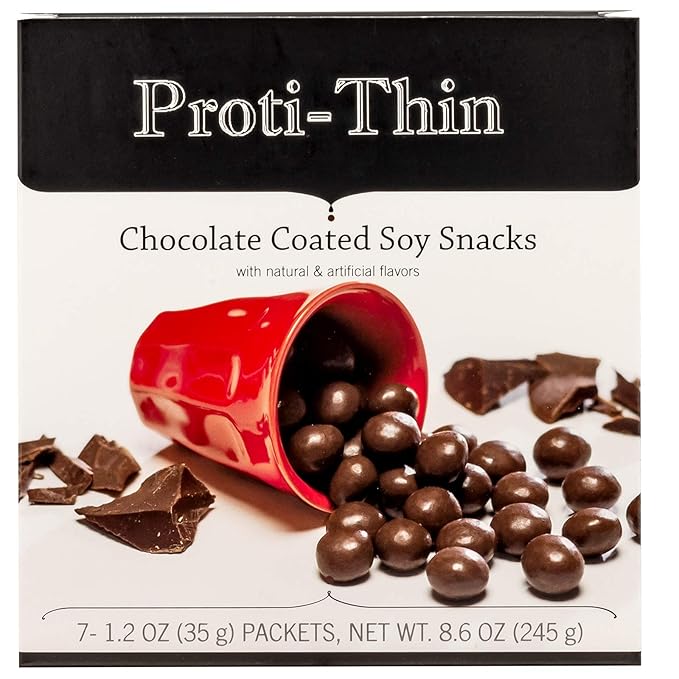 Proti-Thin Chocolate Coated Protein Puffs, 15g Protein Snack Packs, 160 Calories, Low Sugar (<1g), Low Carb, Keto Friendly, Gluten Free, 7 Count