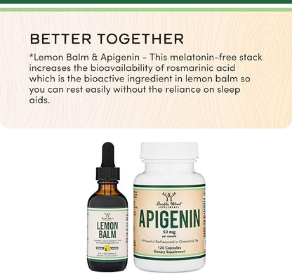 Double Wood Supplements Organic Lemon Balm Tincture - for Digestion & Relaxation 590mg - 2FL OZ, 120 Servings (Better Absorbed Than Capsules, Great for Lemon Balm Tea)