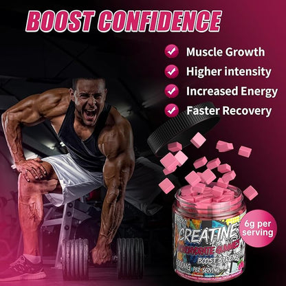 Creatine Monohydrate Gummies 6g for Men Women,Complex Creatine Monohydrate Chewable for Muscle Strength,Muscle Building,Energy Boost,Pre-Workout Energy Supplement,Vegan Raspberry - 120 Count