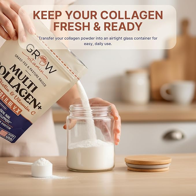 Collagen Multi Collagen Powder for Women w/Types I, II, III, V & X - Keto Friendly, Hydrolyzed Collagen Peptides Powder Blend w/Biotin & Vitamin C, 41 Servings