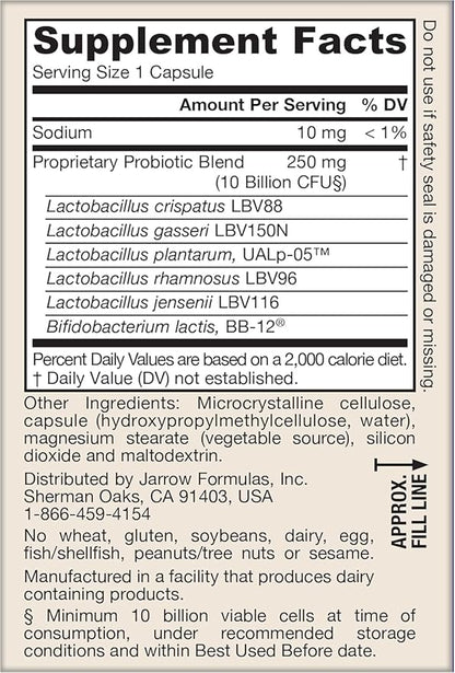 Jarrow Formulas Fem-Dophilus Advanced Vaginal & Digestive Probiotics 10 Billion CFU, for Vaginal, Urinary Tract, Digestive & Immune Support, 30 Capsules (Pack of 2)