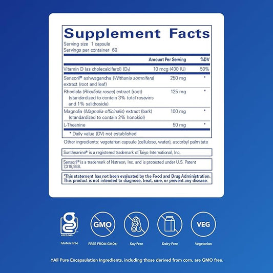 Pure Encapsulations Cortisol Calm - Supports Cortisol Health & Relaxation - Contains Ashwagandha & L-Theanine - Restful Sleep - 60 Capsules