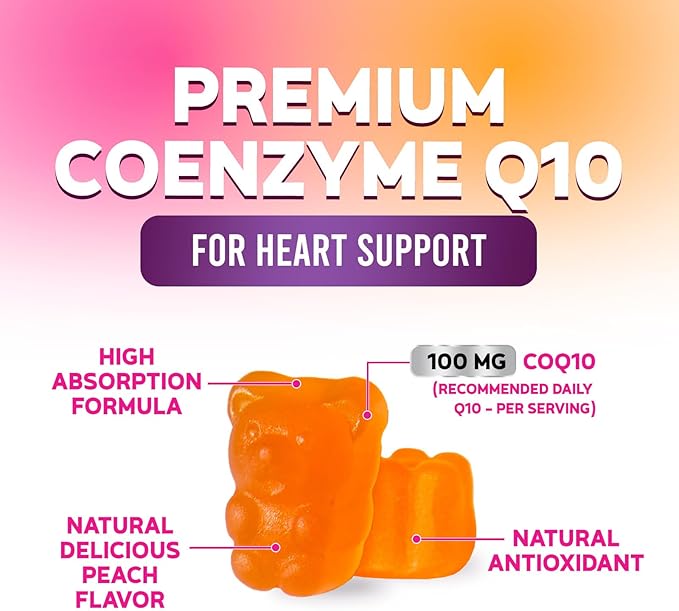 CoQ10 Gummies - Coenzyme Q10 100mg Per Serving - 3X Strength, High Absorption, Antioxidant Supplements for Heart Health Support & Energy Production, Ultra Coq 10 Vitamins Supplement - 60 Gummies