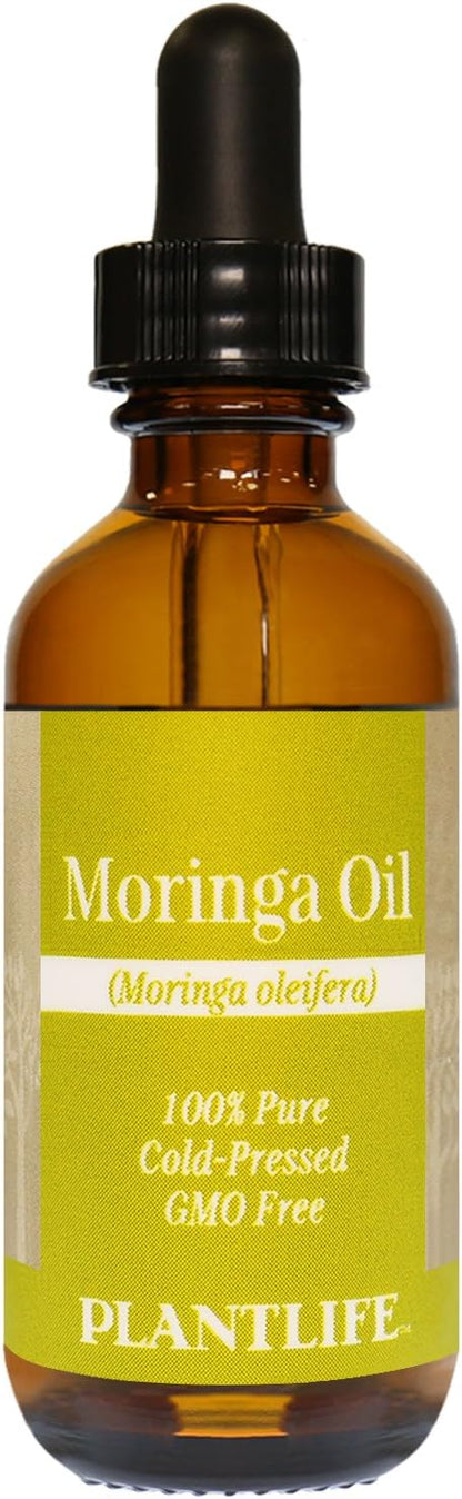 Plantlife Moringa Carrier Oil - Cold Pressed, Non-GMO, and Gluten Free Carrier Oils - for Skin, Hair, and Personal Care - 2 oz