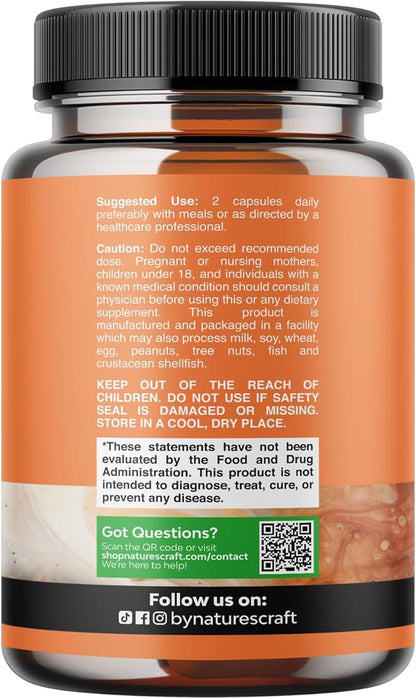 Natures Craft Herbal Thyroid Support Complex - Potent Kelp Iodine Supplement with L Tyrosine, Bladderwrack, Selenium & Pure Ashwagandha for Hormone Balance - Mood & Energy Dietary Pills - 120 Count