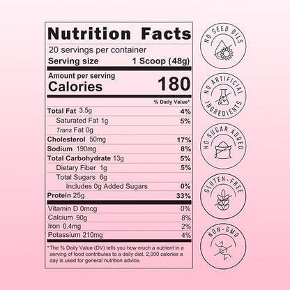FlavCity All in One Protein Shake Powder, Berries and Cream - On the Go Meal Alternative + Collagen Peptides, Reishi & Cordyceps - Focus, Skin, Hair & Joint Support - 100% Grass Fed Whey, 20 Servings