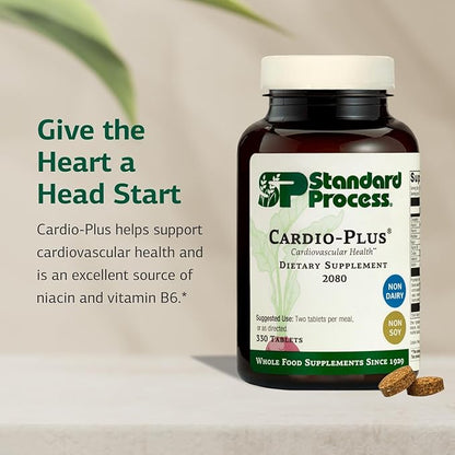 Standard Process Inc. Cardio-Plus - Antioxidant Support - Heart Health, Circulation & Blood Flow Supplement with Vitamin B6, Niacin & Riboflavin - Energy Metabolism Supplement - 330 Tablets