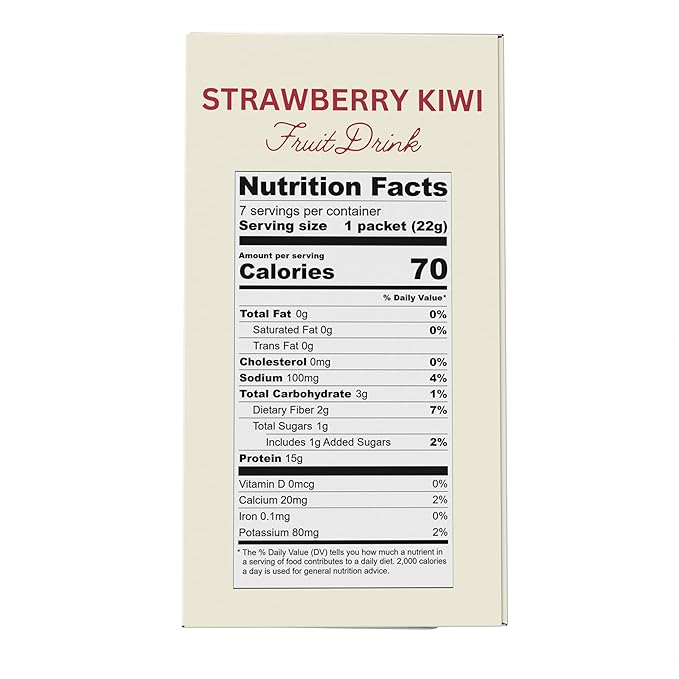 Nutmeg State Nutrition - High Protein Diet Fruit Drink - 15g Protein - Low Calorie - Low Carb - Low Sugar - Fat Free, 7 Servings Per Box (Strawberry Kiwi)