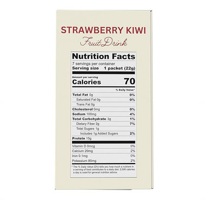 Nutmeg State Nutrition - High Protein Diet Fruit Drink - 15g Protein - Low Calorie - Low Carb - Low Sugar - Fat Free, 7 Servings Per Box (Strawberry Kiwi)