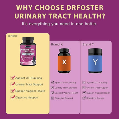 DRFOSTER Urinary Tract Health for Women, Vaginal Probiotics for Women pH Balance with D-Mannose, Cranberry, Probiotics and Prebiotics for Digestive Helath 90 Veggie Capsules