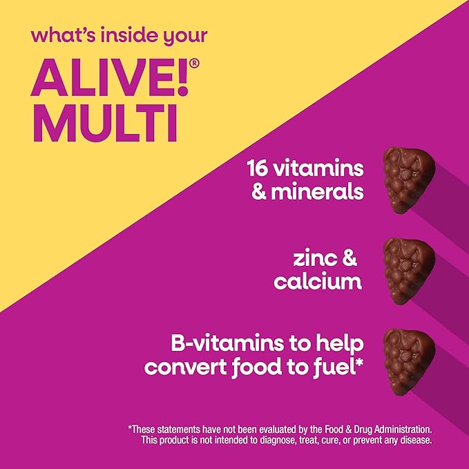 Nature’s Way Alive! Women’s 50 Plus Multivitamin Gummy, Daily Chewable Multivitamins with B-Vitamins, Vitamin D3, Calcium, Supports Heart, Brain & Bone Health,* Mixed Berry Flavored, 130 Count