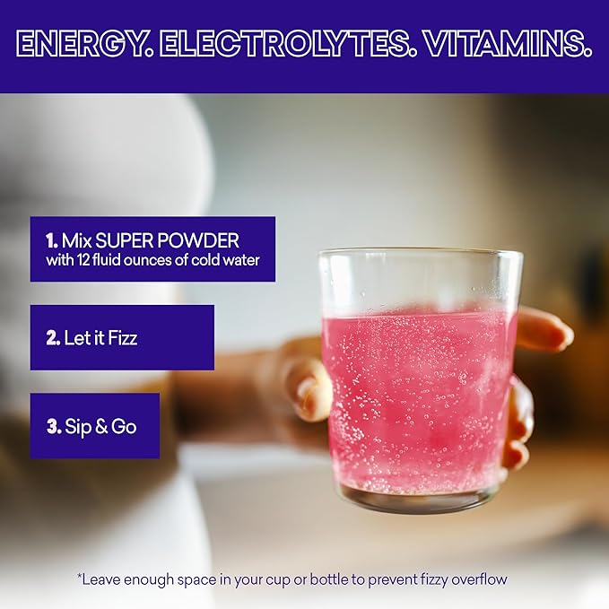EBOOST SUPER POWDER Drink Mix - Acai Pomegranate 0.2 oz 20 Pack Hydration Energizer Electrolytes Powder - 13 Vitamins & Minerals - 110 mg Caffeine - 0 Added Sugar - No Artificial Flavors or Sweeteners
