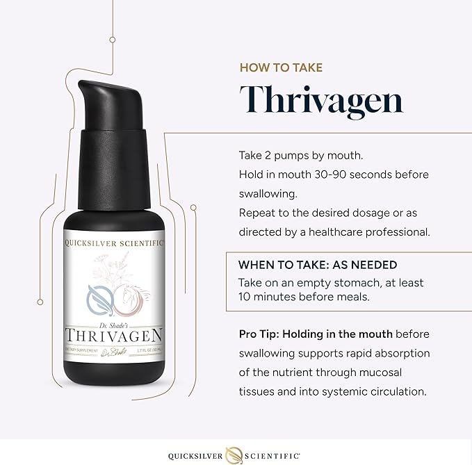Quicksilver Scientific Thrivagen - Women's Health Supplement with 15 Energy, Hormone Balance & Adrenal Support Botanicals - Adaptogenic Herbs with Shatavari, Rhodiola & Maca Root (1.7oz / 50ml)