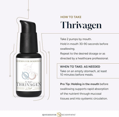 Quicksilver Scientific Thrivagen - Women's Health Supplement with 15 Energy, Hormone Balance & Adrenal Support Botanicals - Adaptogenic Herbs with Shatavari, Rhodiola & Maca Root (1.7oz / 50ml)
