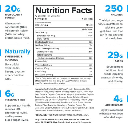 Legion Protein Bar Peanut Butter Jelly - 100% Whey Protein, Soy Free Protein Bars with Prebiotic Fiber - Low Fat Healthy Protein Bar - Gluten Free, Naturally Flavored, Low Sugar Protein Bars (12 Count)