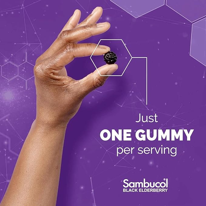 Sambucol Elderberry Gummies - Immune Support Supplement for Adults & Kids with Vitamin C & Zinc, Sambucol Elderberry are High in Antioxidants, Gluten Free, Vegan - 90 Count