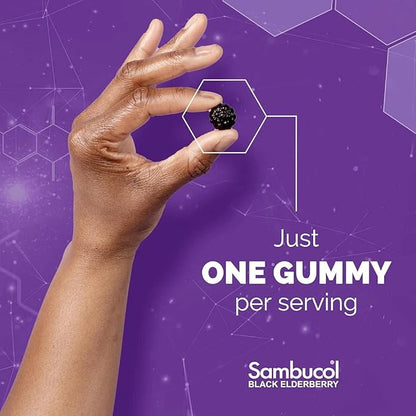 Sambucol Elderberry Gummies - Immune Support Supplement for Adults & Kids with Vitamin C & Zinc, Sambucol Elderberry are High in Antioxidants, Gluten Free, Vegan - 90 Count