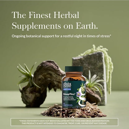 Gaia Herbs SleepThru - Sleep Support Supplement with Ashwagandha Root, Magnolia Bark, Passionflower & Jujube Date* - 60 Vegan Liquid Phyto-Caps (30 Servings)