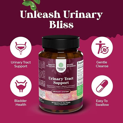 D Mannose Capsules for Urinary Tract Health - High Potency D-Mannose with Cranberry Juice Powder & Dandelion for Urinary Tract Health for Women Fast Acting Super Concentrated Cranberry - 30 Count
