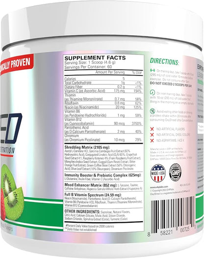 EHP Labs OxyShred Pre Workout Powder - Preworkout Powder with L Glutamine & Acetyl L Carnitine, Energy Boost Drink - Kiwi Strawberry, 60 Servings