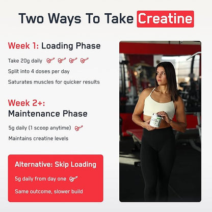 SteelFit Creapure Pure Creatine Monohydrate Powder for Men & Women, Watermelon - Flavored Creatine Gym Workout Supplements for Lean Muscle Gain, Brain Health & Strength Building - 30 Servings