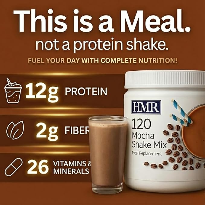 HMR 120 Shake Meal Replacement Powder | Mocha Shake Mix to Support Healthy Weight Loss | 12g of Protein | Nutritional Drink | Low Calorie Food | 12 Servings