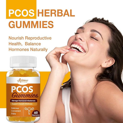 PCOS Gummy for Hormonal Balance, Vitamins for Women Fertility & Ovarian Conception Support, Gummies with Multivitamin, Myo Inositol and Folate, Helps Menstrual Cycle and Ovulation Health