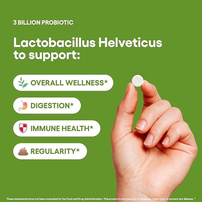 Lactobacillus Helveticus Probiotic Supplement 240 Tablets 3 Billion CFU Probiotics for Men & Women Supports Intestinal Digestive & Gut Health (240, Lactobacillus Helveticus)