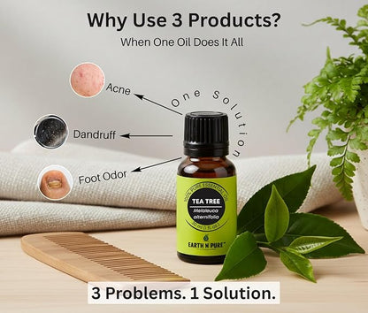 Earth N Pure Tea Tree Essential Oil Steam Distilled, Natural and Therapeutic Grade for Scalp & Skin Care with Glass Dropper | 30 ML