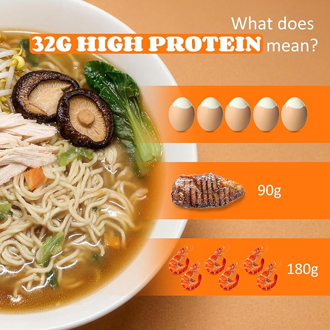 Healspot High Protein Instant Ramen Variety Pack, 6 Pack Non Fried Ramen Broth, 32g Plant Based Protein, Low Fat, Low Carb, Non GMO, Keto Friendly & Plant Based (Smoky-Beef,Classic-Pork)