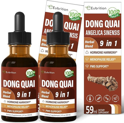 Herbal Liquid Drops, Natural Dong Quai Extract for Hormone Harmony, Menopause Relief & PMS Support. 4oz